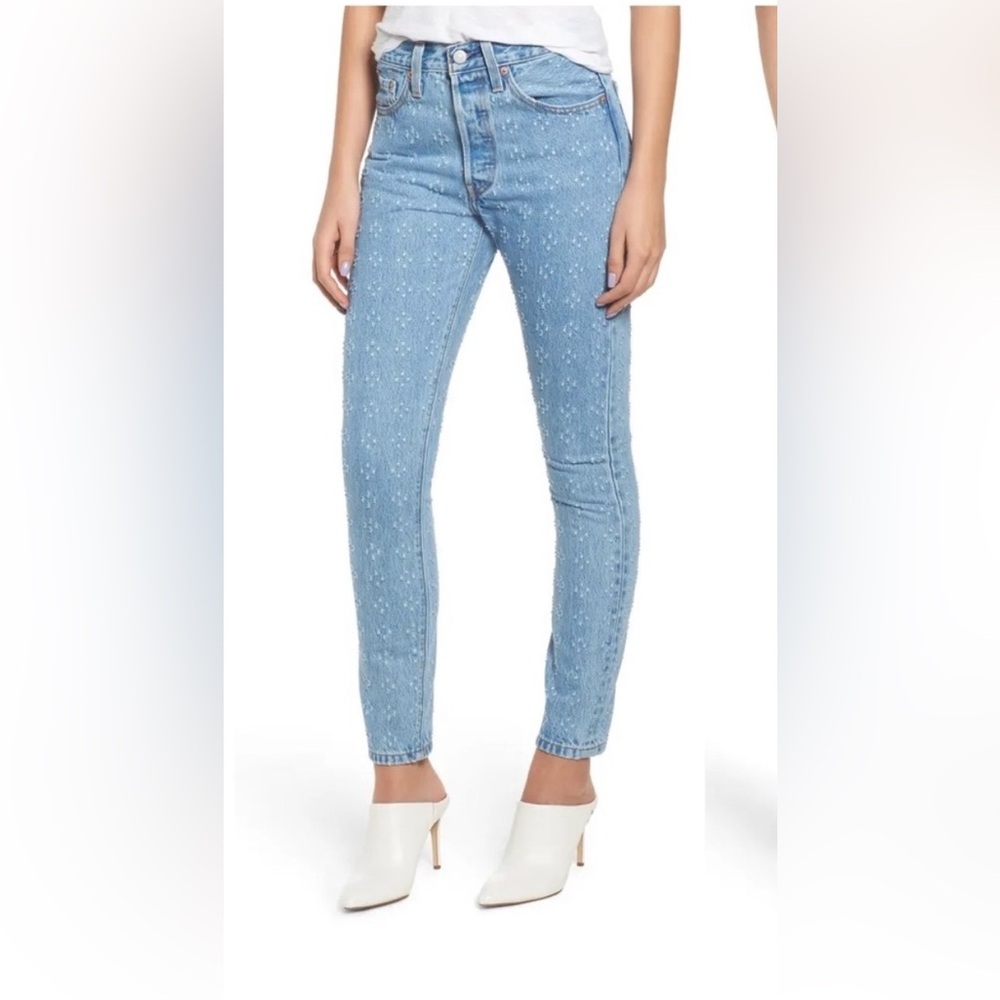 Levi's 501 Skinny Jeans Snowflake Embroidered